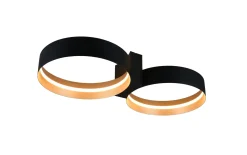 LED-Deckenleuchte Loop, schwarz/gold, inkl. stufenloser Dimmfunktion
