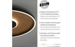LED-Deckenleuchte Mondo Famera, holz/schwarz, inkl. CCT und Fernbedienung