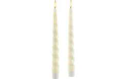 LED-Echtwachsstabkerzen-Set, creme, 2-tlg.
