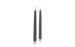 LED-Echtwachsstabkerzen-Set, dunkelgrau, 2-teilig