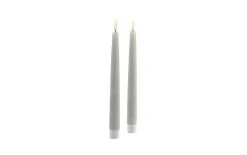 LED-Echtwachsstabkerzen-Set, hellgrau, 2-teilig