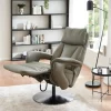 Leder Fernsehsessel HU-EC22138, olive, inkl. manuelle Verstellung