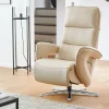 Leder Relaxsessel HU-ER19145, ecru, inkl. manuelle Verstellung