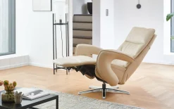 Leder Relaxsessel HU-ER19145, ecru, inkl. manuelle Verstellung
