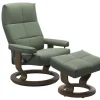 Leder Ruhesessel David (M), Batick Thyme green, Gestell Classic smoked Oak Nachbildung