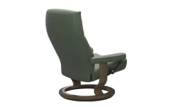 Leder Ruhesessel David (M), Batick Thyme green, Gestell Classic smoked Oak Nachbildung