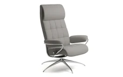 Leder Ruhesessel London High Back (M) in Paloma silver grey mit Star Gestell