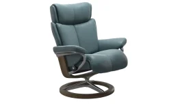 Leder Ruhesessel Magi, Paloma Teal blue, Gestell Signatur, Skomked Oak, chrom