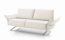 Leder Sofa 2,5-Sitzer, weiß, inkl. Funktionen