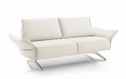 Leder Sofa 2-Sitzer, weiß, inkl. Funktionen