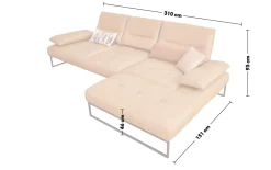 Leder Wohnlandschaft 9360, bright, Metallkufen anthrazit pulverbeschichtet