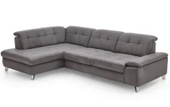 Leder Wohnlandschaft PN-IN18012, grau, inkl. Sitztiefenverstellung