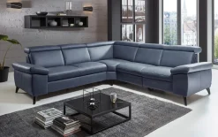 Leder Wohnlandschaft Tonga, blau