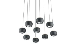 LED-Pendelleuchte Cannon, schwarz, 9-flammig, inkl. stufenloser Höhenverstellung