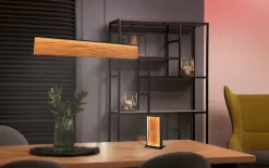 LED-Pendelleuchte Kalea, holzfarbig