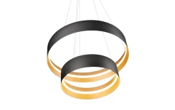 LED-Pendelleuchte Loop, schwarz/gold, inkl. stufenloser Höhenverstellung