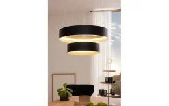 LED-Pendelleuchte Loop, schwarz/gold, inkl. stufenloser Höhenverstellung