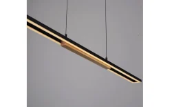 LED-Pendelleuchte Mondo Famera, holz/schwarz, inkl. CCT und Fernbedienung