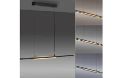 LED-Pendelleuchte Mondo Famera, holz/schwarz, inkl. CCT und Fernbedienung