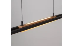 LED-Pendelleuchte Mondo Famera, holz/schwarz, inkl. CCT und Fernbedienung