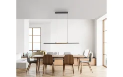 LED-Pendelleuchte Mondo Famera, holz/schwarz, inkl. CCT und Fernbedienung