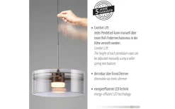 LED-Pendelleuchte Mondo Karena, stahlfarbig, 1-flammig, inkl. Memoryfunktion