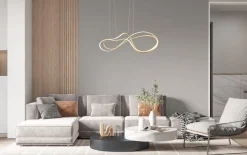 LED-Pendelleuchte Nala, goldfarbig, 150 cm, inkl. Switch Dimmer