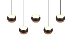 LED-Pendelleuchte Orbit, schwarz/coffee, 5-flammig, 100 cm, inkl. Dimmfunktion