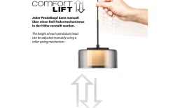 LED-Pendelleuchte Rika, schwarz, 3-flammig, 180 cm, inkl. Höhenverstellung