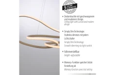 LED-Pendelleuchte Twist, sandfarbig, inkl. Memoryfunktion