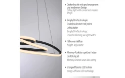 LED-Pendelleuchte Twist, schwarz, inkl. Memoryfunktion