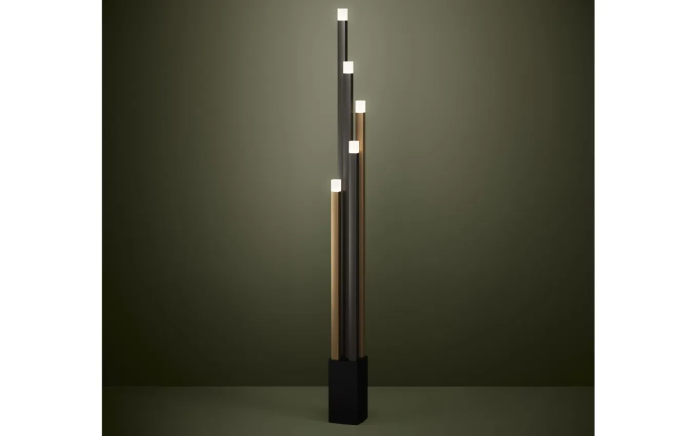 LED-Standleuchte ESTANTERIOS, schwarz/braun, inkl. Touchdimmer