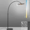 LED-Standleuchte Mondo Famera, holz/schwarz, inkl. CCT und Fernbedienung