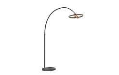 LED-Standleuchte Mondo Famera, holz/schwarz, inkl. CCT und Fernbedienung