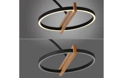 LED-Standleuchte Mondo Famera, holz/schwarz, inkl. CCT und Fernbedienung