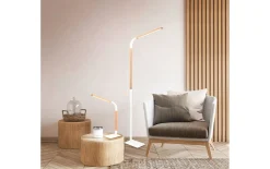 LED-Standleuchte Norris, weiß/holz, inkl. Switch Dimmer