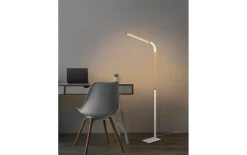 LED-Standleuchte Norris, weiß/holz, inkl. Switch Dimmer