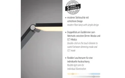 LED-Stehleuchte Samsky, grau, inkl. CCT Funktion