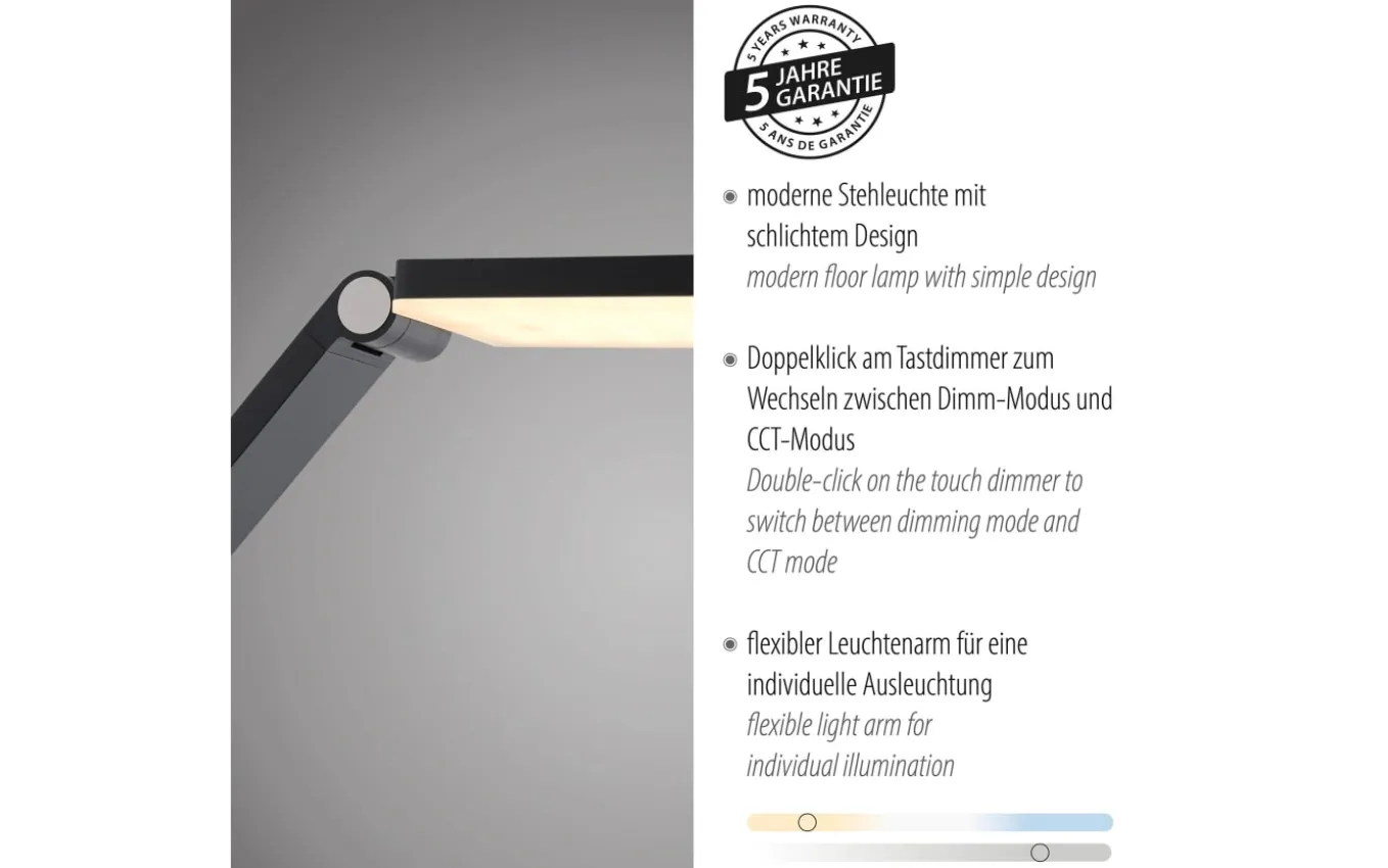 LED-Stehleuchte Samsky, grau, inkl. CCT Funktion