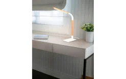 LED-Tischleuchte Norris, weiß/holz, inkl. Tochdimmer
