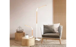 LED-Tischleuchte Norris, weiß/holz, inkl. Tochdimmer