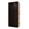 LED-Vitrinen Wandschrank Bern, schwarz/Riviera Eiche-Nachbildung, inkl. Touchschalter