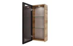 LED-Vitrinen Wandschrank Bern, schwarz/Riviera Eiche-Nachbildung, inkl. Touchschalter