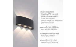 LED-Wandleuchte Carlo, anthrazit, 6-flammig, 17 cm