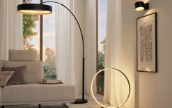 LED-Wandleuchte Loop, schwarz/gold, inkl. stufenloser Dimmfunktion