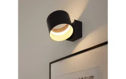 LED-Wandleuchte Loop, schwarz/gold, inkl. stufenloser Dimmfunktion