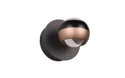 LED-Wandleuchte Orbit, schwarz/coffee, 1-flammig, 13,5 cm, inkl. Dimmfunktion