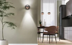 LED-Wandleuchte Orbit, schwarz/coffee, 1-flammig, 13,5 cm, inkl. Dimmfunktion