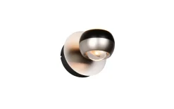 LED-Wandleuchte Orbit, schwarz/nickel, 1-flammig, 15,5 cm, inkl. Dimmfunktion