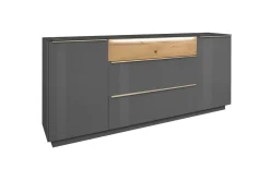 Lowboard Nova, anthrazit/Eiche massiv, inkl. Griffbeleuchtung